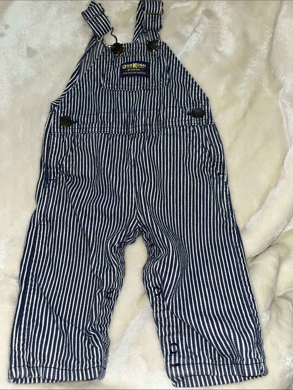 VINTAGE OshKosh B'gosh Navy & White Striped Kids Overalls
